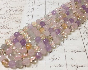 Multi-colored quartz beads, 8mm, Faceted round, Full strand