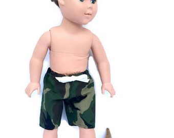 18 Inch Boy Doll Swim Trunks, Boardshorts, Camo Shorts, Boy Doll Swim Suit, 18 Inch Doll Clothes, Summer Doll Clothes,