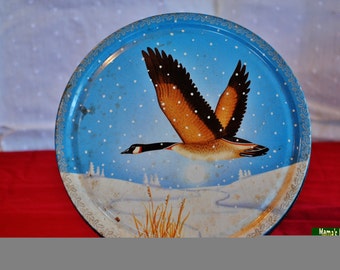 Animals, Fowl, Tin, Container, Collectible, Blue