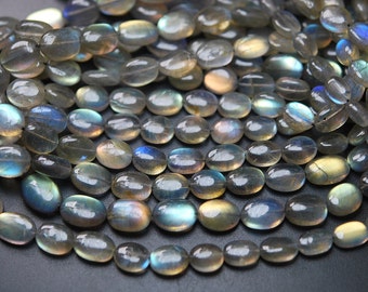 10 Inch Strand,Finest Quality,Blue Flashy Labradorite Smooth Oval Shape,9-12mm