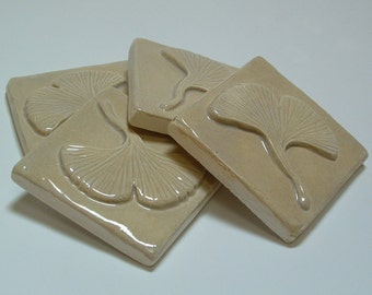 Gingko/Ginkgo tiles set of 4 Arts and Crafts tile for fireplace, kitchen & bath