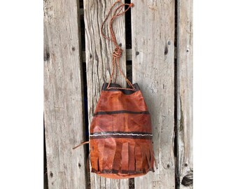 Vintage Leather Hand Made Bucket Bag