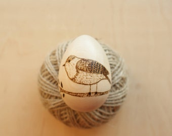 wooden egg Easter egg Easter ornament pyrography egg woodburned egg bird egg rustic