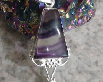 Fluorite and Amethyst Pendant Necklace