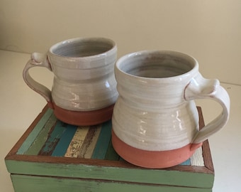 Pair of Mugs in Folk Art White