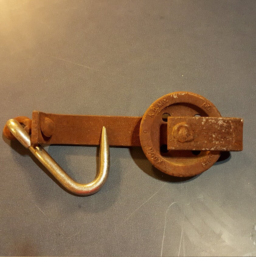Vintage Koch Meat Hook on Pulley for Trolley System