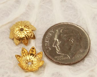 Gold Iron Flower Bead Cap 10mm (100 pcs) G21 Good for Torch Fired Enamels