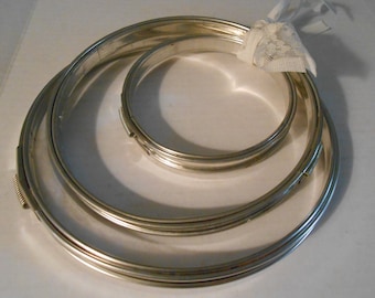3 vintage metal embroidery hoops 7, 6, 4 inches