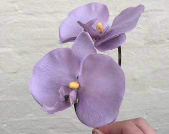 Lilac Fascinator, Purple Orchid Headband, Wedding Orchid, Pastel Hair Flower, Spring Hair Accessory, Mother of the Bride, Spring Wedding