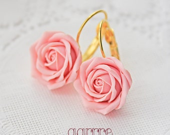 Soft Pink Rose Earrings, Light Pink Flower Earrings, Rose Earrings, Bridesmaid Earrings, Bridal Earrings, Gift For Her, Valentine's Day