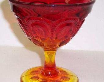 Smith Glass Red Amberina MOON and STARS 4 1/4 Inch SHERBET