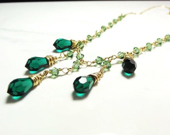 Swarovski Crystal Bib Necklace in 14k gold