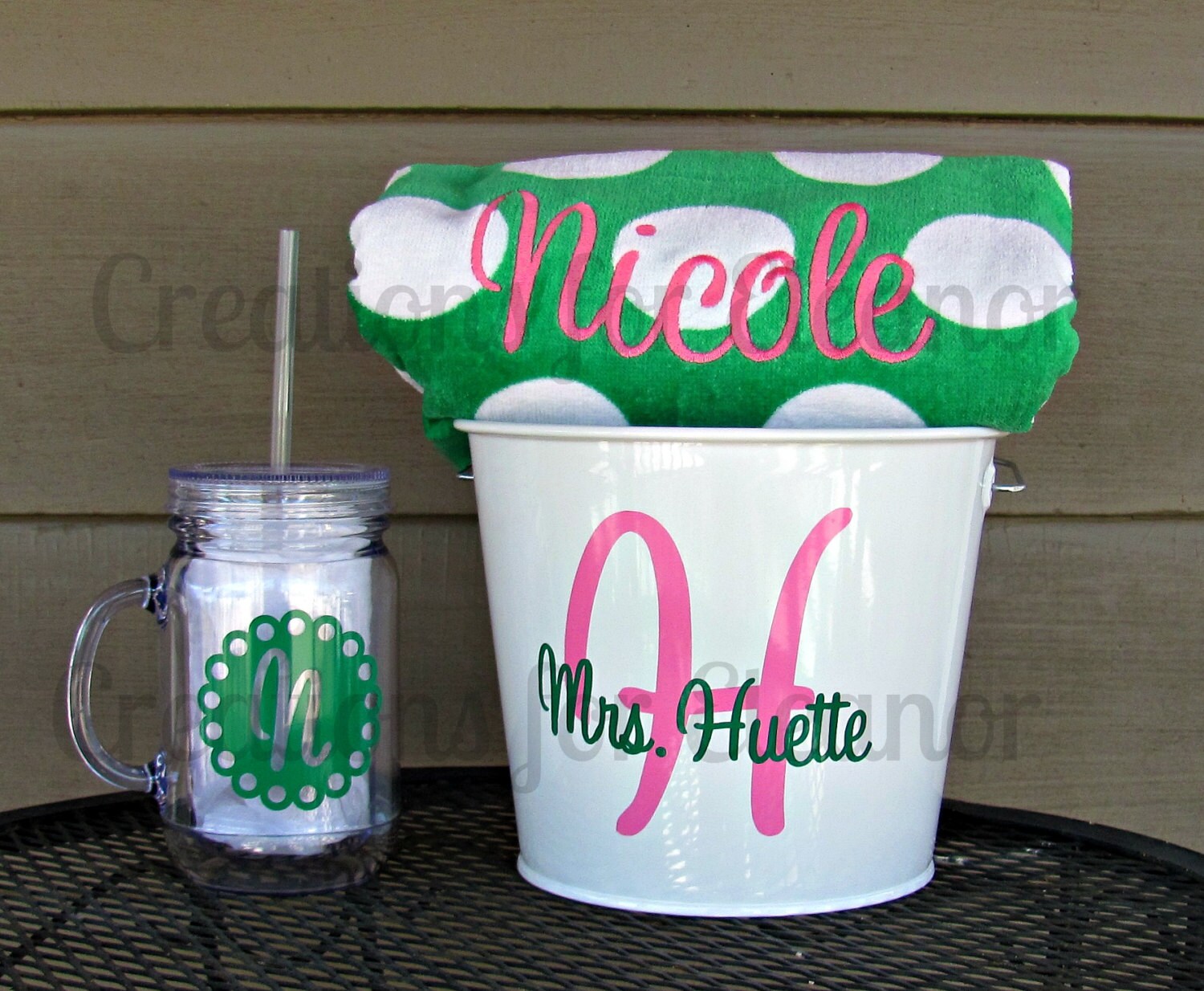 Monogrammed Beach Towel Gift Set Monogrammed Gift Set