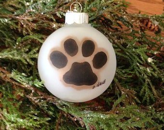 Glass Paw Print Ornament