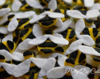 Felt Bees, Die Cut Bee, Felt Flying Insects, Decorative Bees, Pack of Honey Bees, Yellow Black White bees, Die Cut Craft Embellishments
