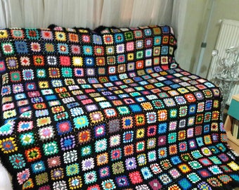 SALE! Crochet Afghan Blanket Granny Square Blanket Baby Blanket Baby Shower Gift Sofa Throw Choose Your Size Made to Order