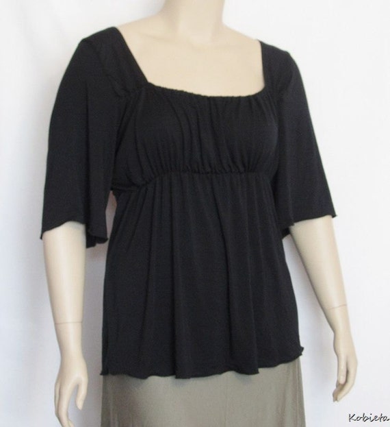 Womens Peasant Top Modern Draping Tunic Hand Dyed