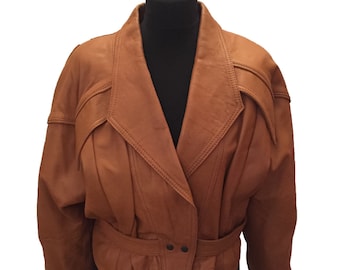 Tan Leather Batwing Jacket