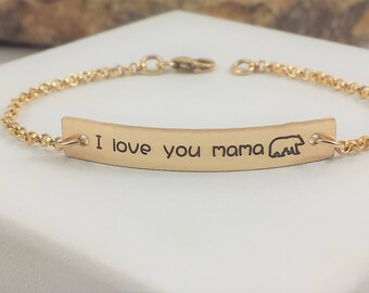 14k Gold Bar Bracelet, Personalized Gold Bar Bracelet, Engraved Bracelet,Bar Bracelet,Gold Bar Bracelet, Custom Bracelet, Mama Bear Bracelet