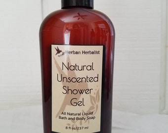Unscented Natural Shower Gel, natural liquid soap, natural liquid shower soap, liquid shower soap