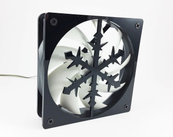 Custom laser cut snowflake design fan grill, 80mm, 92mm, 120mm, 140mm various colors available....