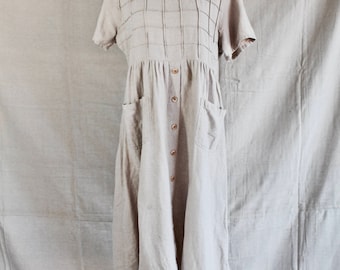 Beige linen field dress - market dress