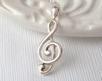 Sterling Silver Treble Clef Necklace