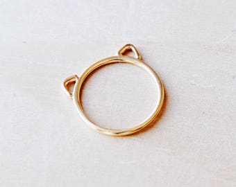 C1013 Gold Stainless Steel Cut Out Cat Ears Ring