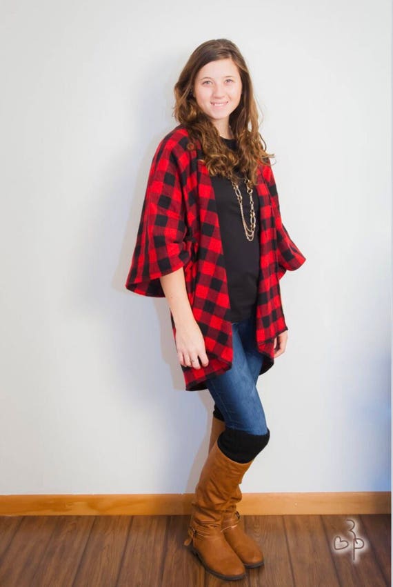 long plaid flannel cardigan