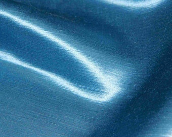Wide Blue Fabric BY THE YARD, Cloth Blue Silk Satin, Hemp Organic Cotton Blend, Charmeuse Hempsilk Material, Quilting, Home Decor, Ravenclaw