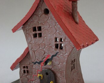 Whimsical Ceramic House Desk Clock Item C1197