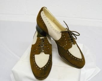 Vintage lace-up two tone shoes