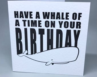 Whale of a time birthday card - design 2