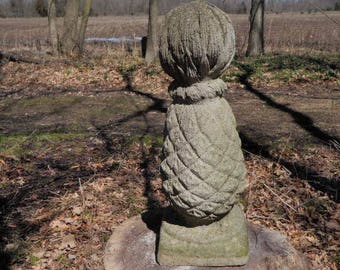Vintage 15" Tall Cement Pineapple Finial Garden Art Concrete Statue Classic