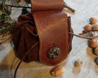 Brown leather belt purse