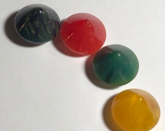 FOUR Vintage Bakelite Marbled Cone Buttons