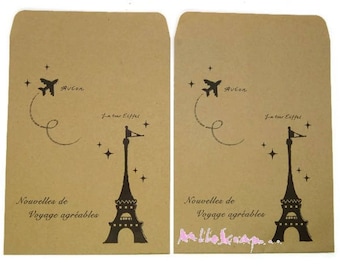 Set of 2 envelopes "Tour Eiffel" scrapbooking embellishment *.