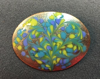 Enamel on Copper Brooch by Inga. Free shipping