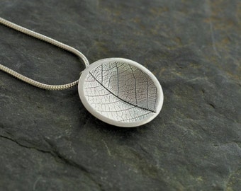 Recycled Silver Leaf Dome Pendant Silver Jewelry PMC Fine Silver Jewelry PMC Jewellery Silver Leaf jewellery PMC leaf Wild Silver jewellery