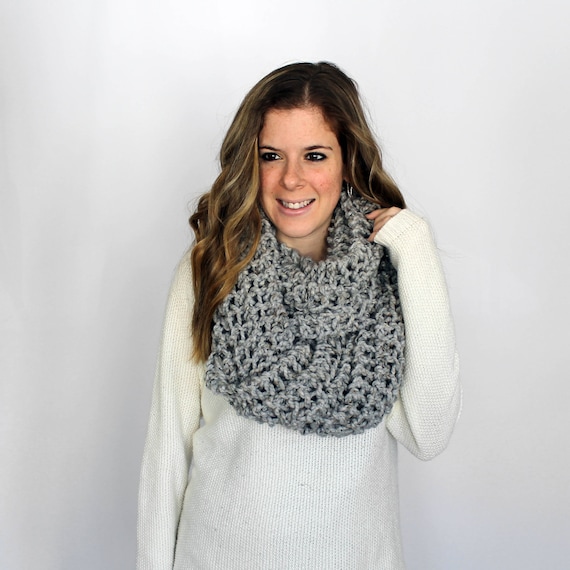 Items similar to Knitted Scarf Chunky Grey Marble- Baltimore Cowl on Etsy