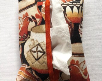 Fabric Purse Tissue Holder- Southwest Pottery Fabric- Pocket Tissue Holder- Tissue Case- Handmade- Travel Tissue Holder- Tissue Packet Case