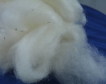 Sale! Fine Kid Mohair Roving with 15% Merino Wool, Lovely Warm White, Drafts Easily for Spinning, Felting, Contains Some VM