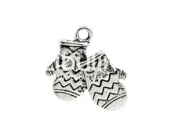 Charm silver - winter - mittens