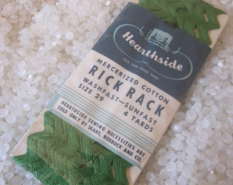 vintage rick rack ,green rick rack, rare brand