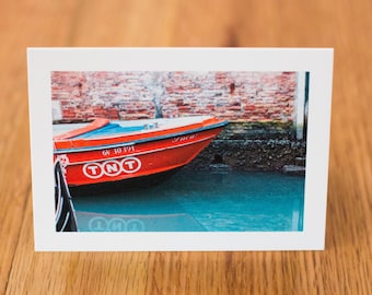 Boat in Venice, Travel Photo Card with envelope, Blank Inside