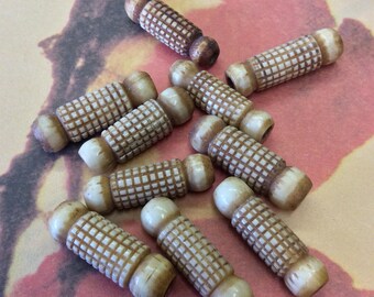 Hand Carved Bone Tube Beads
