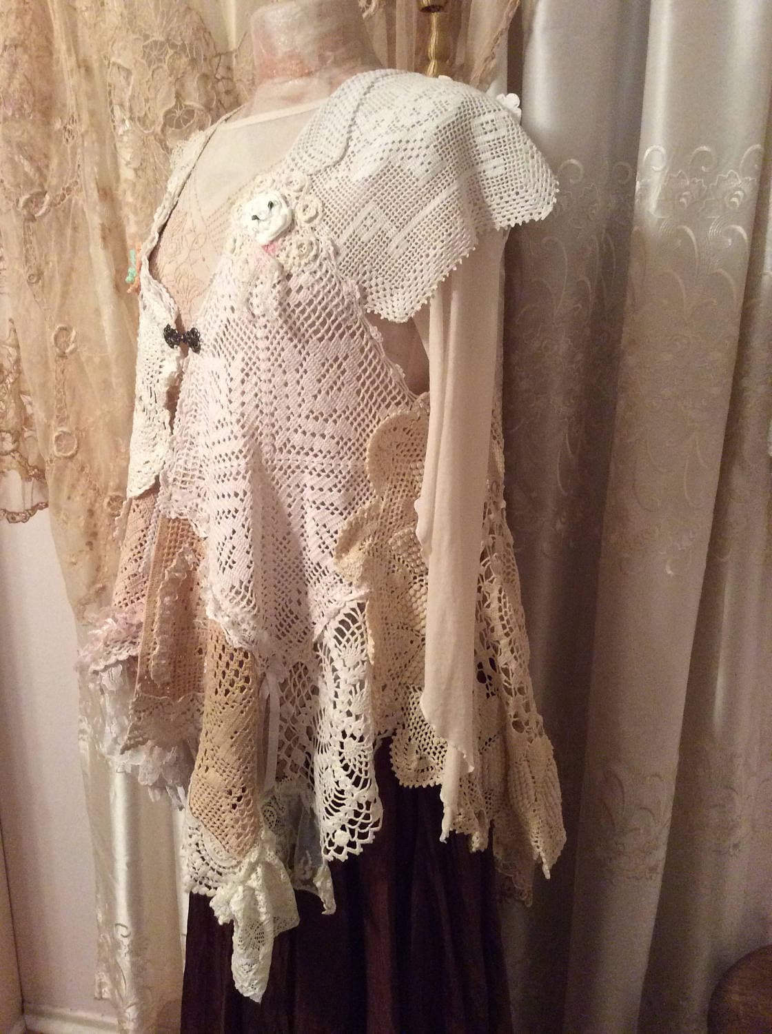 Handmade Doily Vest crochet doily dress cover lagenlook easy