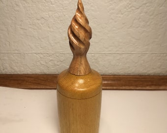 Handmade Osage Wood Trinket Box with an Oak Finial