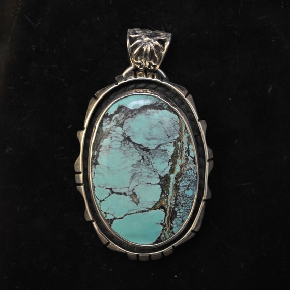 Sterling Silver Tibetan Turquoise Pendant Native American Style #9114