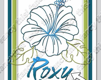 HIBISCUS 11x14 Art Print custom Personalized with your name available in pink or blue